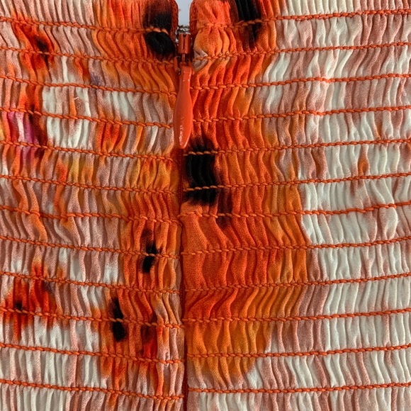 Parker Posies Watercolor Orange Silk Mini Dress Sz M - Picture 8 of 11